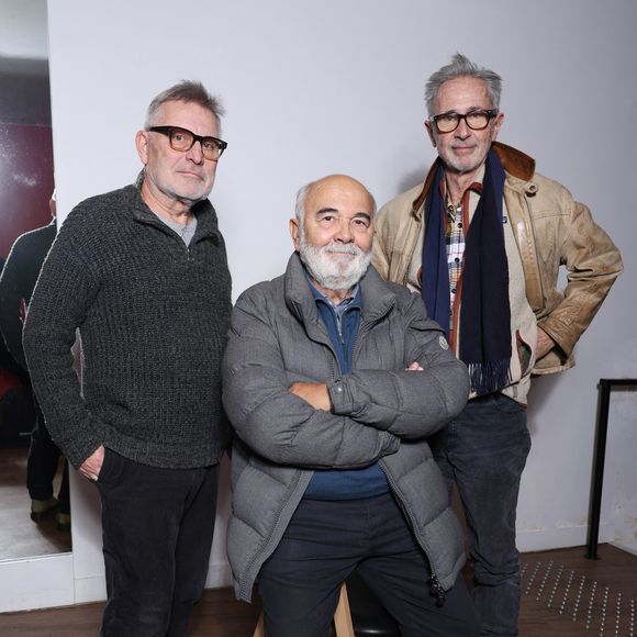 Exclusif - Close-up avec Bruno Moynot, Gérard Jugnot et Thierry Lhermitte en backstage de la projection du film "Le Père Noël est une ordure" au cinéma Mac Mahon à Paris, à l'occasion de la sortie du livre "Le Splendid par Le Splendid". Paris, le 15 décembre 2024.
© Denis Guignebourg/Bestimage