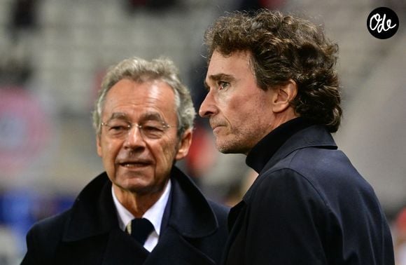 Michel Denisot, Antoine Arnault - Célébrités lors du match de Ligue 1 McDonald's entre le Paris FC contre Rennes (0-1) à Paris le 7 novembre 2025. © Christian Liewig/Bestimage