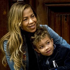 L'ancienne petite amie de Michel Polnareff, Danyellah et leur fils Louka à Bruxelles le 17 novembre 2016. Photo by Danny Gys/Reporters/ABACAPRESS.COM