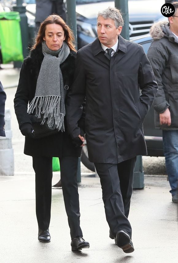 Stéphane Courbit et sa femme - Obsèques de Andrée Sarkozy (mère de N.Sarkozy), dite Dadue née Andrée Mallah, en l'église Saint-Jean-Baptiste à Neuilly-Sur-Seine. Le 18 décembre 2017 AGENCE / BESTIMAGE