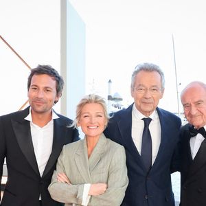 Bertrand Chameroy, Anne-Elisabeth Lemoine, Michel Denisot, Pierre Lescure - Plateau de l'émission "C à vous" lors du 79ème Festival International du Film de Cannes le 14 mai 2026.

© Jack Tribeca / Bestimage