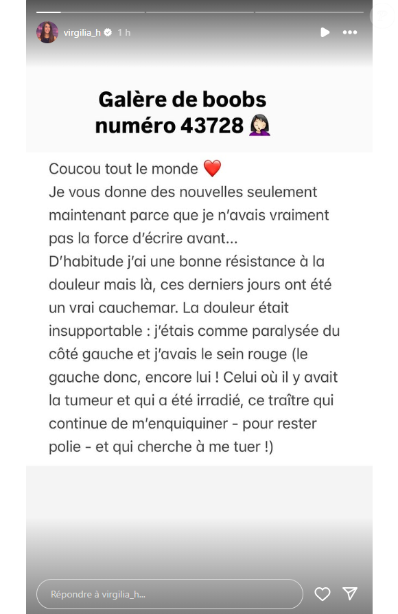 Elle a été hospitalisée en urgence à la suite de complications de sa double mastectomie
Virgilia Hess, présentatrice météo de BFMTV