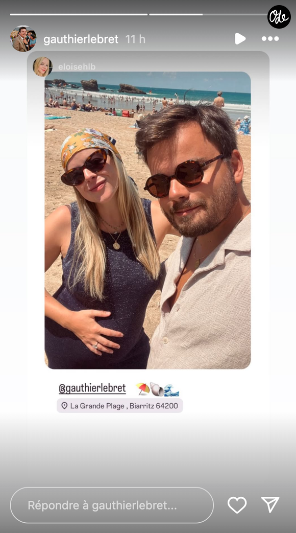 Les deux tourtereaux se sont rencontrés en Belgique lorsqu'ils étaient au lycée ensemble

Gauthier Le Bret profite de ses vacances à Biarritz en postant une photo aux côtés de sa femme enceinte le lundi 28 juillet 2025 sur Instagram.
Crédit : Instagram/gauthierlebret