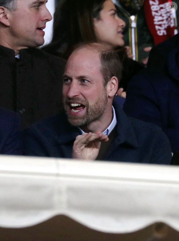 Le prince William, prince de Galles en tribune assiste à 7ème journée de Ligue des Champions 2024/2025 opposant l'AS Monaco à Aston Villa au stade Louis II de Monaco, le 21 janvier 2025. © Jean-François Ottonello/Nice Matin/Bestimage