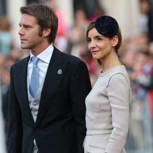 Le prince Emmanuel Philibert de Savoie et Clotilde Courau - Arrivées a la cathedrale pour le mariage religieux du prince Guillaume de Luxembourg et de la comtesse Stephanie de Lannoy a Luxembourg, le 20 octobre 2012. © JACOVIDES-MOREAU / BESTIMAGE