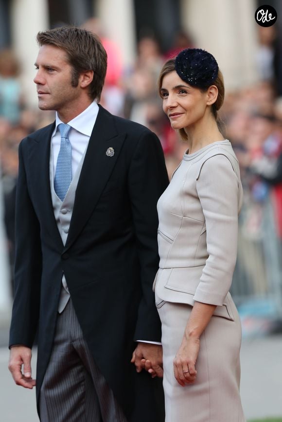 Le prince Emmanuel Philibert de Savoie et Clotilde Courau - Arrivées a la cathedrale pour le mariage religieux du prince Guillaume de Luxembourg et de la comtesse Stephanie de Lannoy a Luxembourg, le 20 octobre 2012. © JACOVIDES-MOREAU / BESTIMAGE