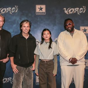 Exclusif - David Tomaszewski, Orelsan, Clara Choï, Abdoulaye Doucouré aka Ablaye, Skread à la première du film "Yoroï" au Kinepolis à Lomme le 9 octobre 2025. © Stéphane Vansteenkiste / Bestimage