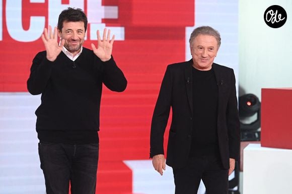 Exclusif - Patrick Bruel et Michel Drucker lors de l'enregistrement de l'émission "Vivement dimanche" au studio Rive Gauche, présentée par M.Drucker avec une diffusion sur France 3 le 15 mars 2026, à Paris, France, le 4 mars 2026. © Guillaume Gaffiot/Bestimage