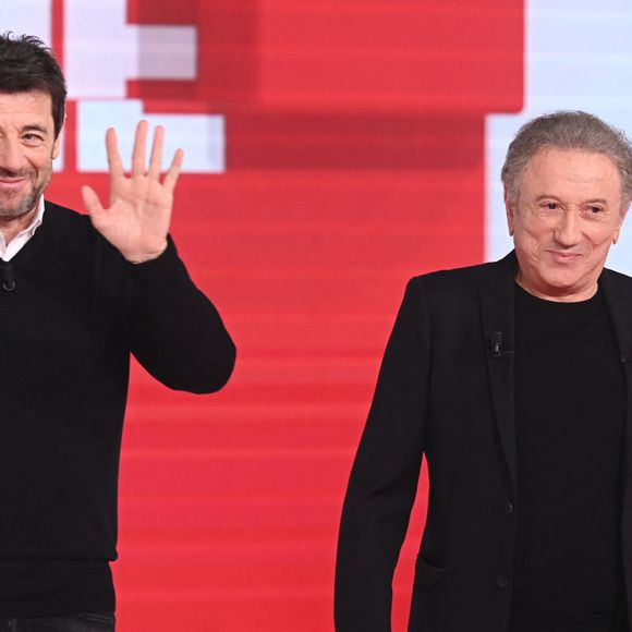Exclusif - Patrick Bruel et Michel Drucker lors de l'enregistrement de l'émission "Vivement dimanche" au studio Rive Gauche, présentée par M.Drucker avec une diffusion sur France 3 le 15 mars 2026, à Paris, France, le 4 mars 2026. © Guillaume Gaffiot/Bestimage