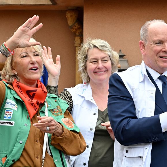 Le prince Albert II de Monaco a donné le départ de la 34eme édition du Rallye des Gazelles, depuis le chapiteau de Fonvieille à Monaco, en compagnie de Dominique Serra, la fondatrice et présidente du Rallye, de la marraine de coeur pour 2025, Luana Belmondo, Nadia Fettah Alaoui, la ministre de l'Economie et des Finances du Royaume du Maroc, du président du Conseil National Monégasque, Thomas Brezzo, et des personnalités du gouvernement, le 12 avril 2025 © Bruno Bebert / Bestimage