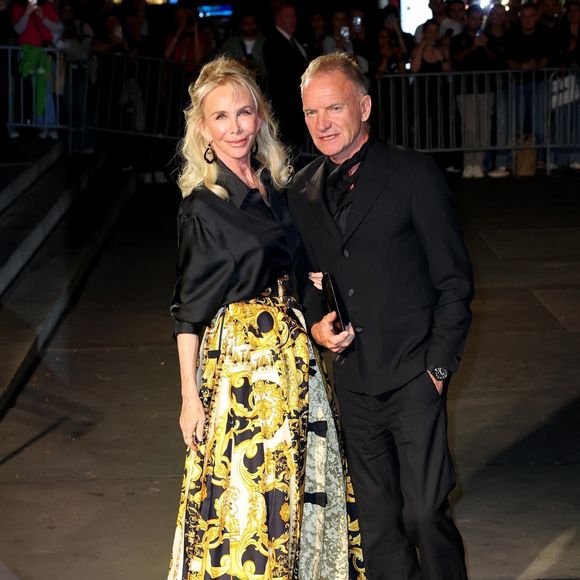 26/09/2024. New York, NY - Des célébrités arrivent à la New York Public Library à New York pour la conférence The Albies de la Clooney Foundation for Justice : Trudie Styler, Sting. Backgrid USA / Bestimage