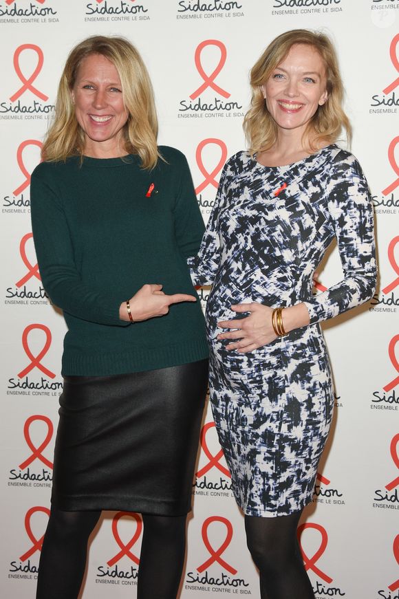 Agathe Lecaron et Maya Lauqué (enceinte) - Soirée de présentation de la prochaine édition du Sidaction 2018 au musée du Quai Branly - Jacques Chirac à Paris, France, le 5 mars 2018. © Coadic Guirec/Bestimùage