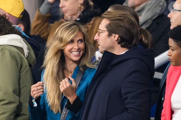 Ophelie Meunier et Mathieu Vergne assistent au match de quart de finale de la Coupe du Monde de Rugby 2023 entre la France et l'Afrique du Sud au Stade de France le 15 octobre 2023 à Saint-Denis, banlieue parisienne, France. Photo Laurent Zabulon/ABACAPRESS.COM