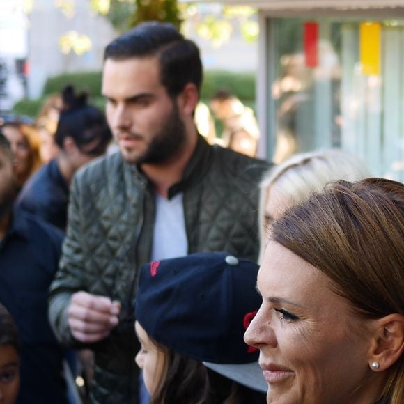 Exclusif - Jessica Thivenin (Les Marseillais), Nikola Lozina (Les Marseillais, les Princes de L'amour et les Ch'is) et Amélie Neten (Secret Story, Les Anges et le MadMag) présents lors de l'inauguration du nouveau salon de coiffure "Myo Style" à Lausanne en Suisse, le 15 octobre 2016. © Lise Tuillier/Bestimage