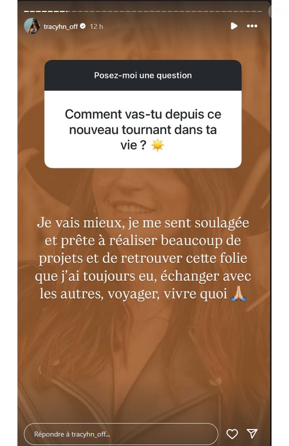 Une apparition que Tracy ne commentera sûrement pas, elle qui avait pris la parole suite à l'annonce de son ex-mari pour évoquer cette rupture comme un soulagement. 

Tracy de "Mariés au premier regard" répond aux questions après sa rupture avec Flo, le 26 février 2025 via Instagram @tracyhn_off
