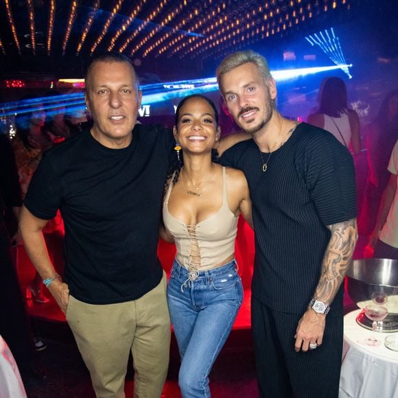 Exclusif - Jean-Roch, M. Pokora (Matt Pokora), sa femme Christina Milian - People dînent au restaurant "Gioia" avant de faire la fête au VIP Room à Saint-Tropez le 28 juillet 2022. © Hippolyte Hamonet/Bestimage