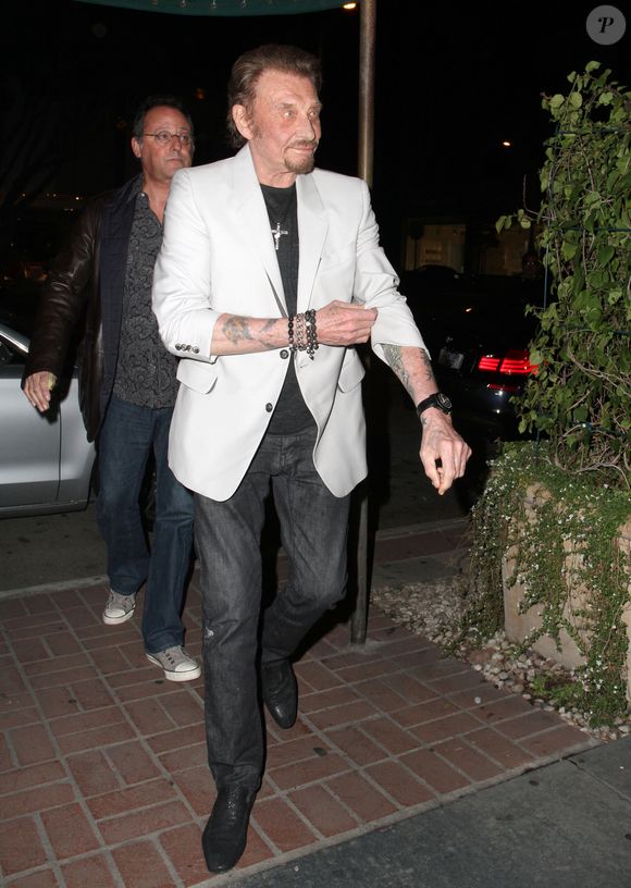 Johnny Hallyday et Jean Reno ont dine chez Madeo a West Hollywood, le 18 fevrier 2013.