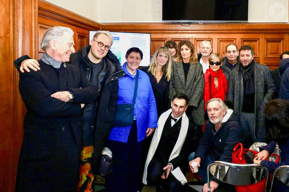 Exclusif - William Leymergie, Guillaume Genton, Danielle Moreau, Géraldine Maillet, Caroline Ithurbide, Gilles Verdez, Isabelle Morini-Bosc, Laurent Fontaine, Bernard Montiel, Jordan De Luxe et  Jean-Michel Maire - Plusieurs personnalités de C8 sont venues devant le Conseil d’État pour soutenir les chaînes de la TNT C8 et NRJ 12 pour l'audience de la dernière chance, à Paris, France, le 14 janvier 2025. © Jack Tribeca/Bestimage