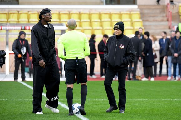 Paul Pogba et la princesse Stéphanie de Monaco durant la sixième édition de la Fight Aids Cup, un match de football caritatif au stade Louis II à Monaco, le 25 janvier 2026© Bruno Bebert / Bestimage