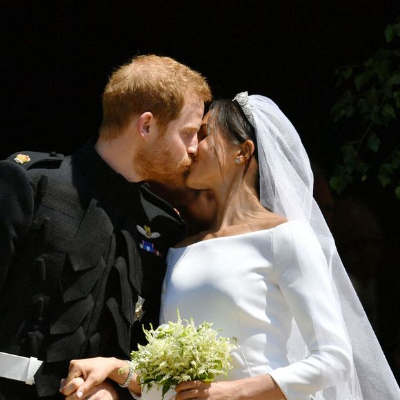 Mariage prince Harry et de Meghan Markle à la sortie de la chapelle St George du château de Windsor après leur mariage. 19/05/18 . © Ben Birchall/PA Wire