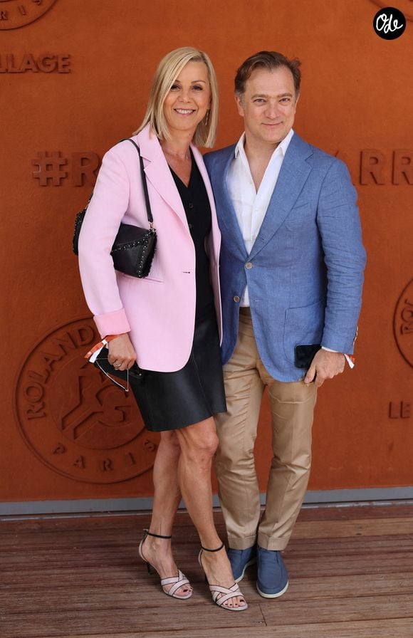 Laurence Ferrari et son mari Renaud Capuçon - Célébrités au village lors des Internationaux de France de tennis de Roland Garros 2024 à Paris le 9 juin 2024.