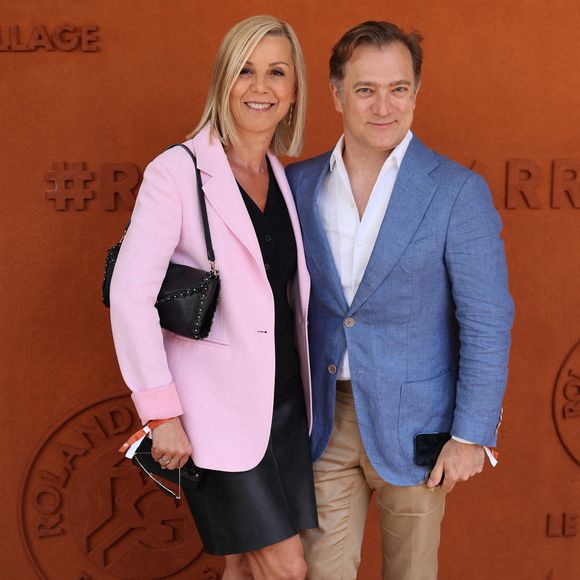 Laurence Ferrari et son mari Renaud Capuçon - Célébrités au village lors des Internationaux de France de tennis de Roland Garros 2024 à Paris le 9 juin 2024.