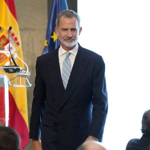 Le roi Felipe VI d'Espagne intervient lors du dîner du 1er congrès sur la mobilité à Madrid le 13 juin 2022. Europa Press / Bestimage