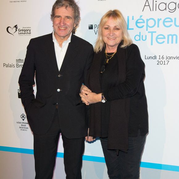 Gerard Leclerc, Julie Leclerc arrivent au vernissage de l'exposition 'l'epreuve du temps' de Nikos Aliagas au Palais Brongniart a Paris, France le 17 janvier 2017. Photo by Berzane-Robert/ABACAPRESS.COM