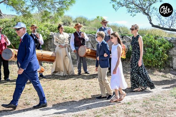 Le prince Albert II de Monaco, la princesse Charlène de Monaco, le prince Jacques de Monaco, marquis des Baux et la princesse Gabriella de Monaco lors de leur visite officielle aux Baux-de-Provence, France, le 5 septembre 2026. © Bruno Bebert/Bestimage