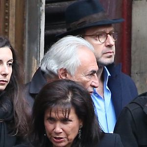 Marine Strauss Kahn (Fille de Dominique Strauss Kahn), Dominique Strauss Kahn, Anne Sinclair - Obseques de Brigitte Guillemette, seconde epouse de Dominique Strauss Kahn, en l'eglise Saint-Thomas d'Aquin a Paris. Le 7 novembre 2013.
