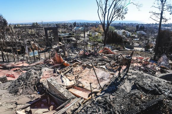 Après les incendies dévastateurs du 7 janvier 2025, les habitants d'Altadena (Calfiornie) tentent de prendre un nouveau départ, à l'instar du couple belge Nicolas Husson et Catherine De Pauw, résidant aux Etats-Unis depuis 24 ans dont 18 ans passés à Los Angeles. Le 12 janvier 2025. 
© Pieter-Jan Vanstockstraeten / Bestimage