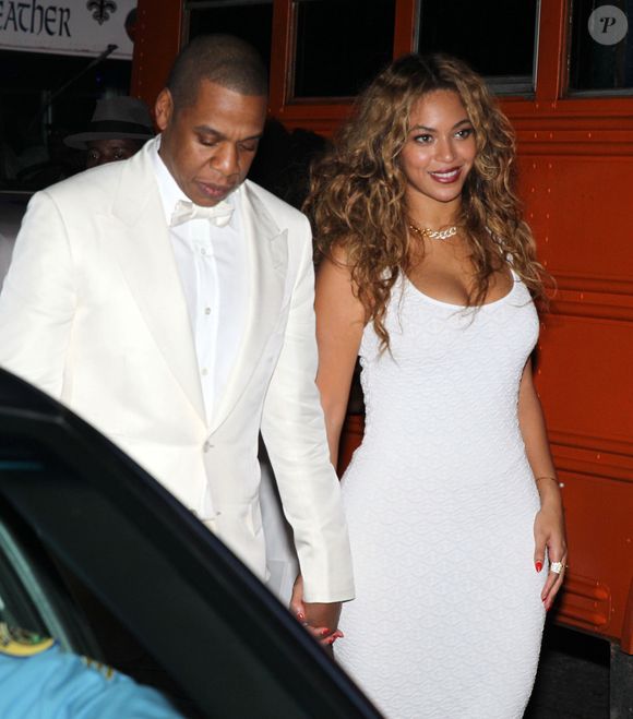Beyoncé et son mari Jay-Z à la fête du mariage de Solange Knowles et Alan Ferguson sur le thème de "Mardi Gras" dans le quartier français de la Nouvelle-Orléans, le 16 novembre 2014.