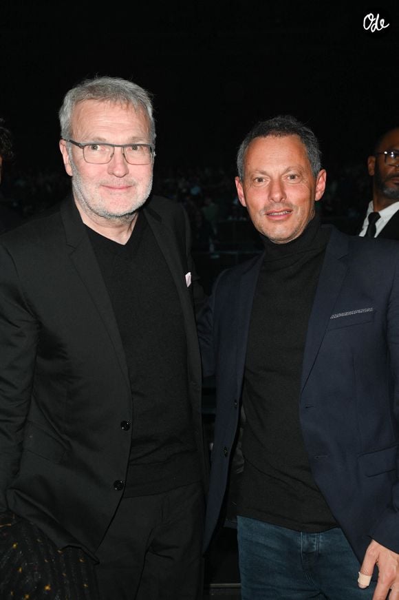 Exclusif - Laurent Ruquier et Marc-Olivier Fogiel - People à la générale de l'opéra-rock "Starmania" à la Seine Musicale de Boulogne-Billancourtle 8 novembre 2022.  © Dominique Jacovides-Coadic Guirec/Bestimage