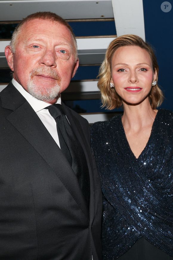 Exclusif - Boris Becker et la princesse Charlène de Monaco - Le prince et la princesse de Monaco assistent au 90ème anniversaire de Mogy Moghadam au yacht Club de Monaco, le 1er mai 2026. © Claudia Albuquerque/Bestimage