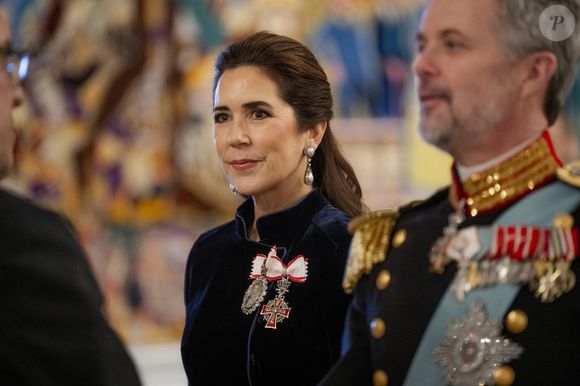 Le roi Frederik X de Danemark et la reine Mary de Danemark organisent une réception du Nouvel An organisée pour le corps diplomatique dans la salle des chevaliers du palais de Christiansborg à Copenhague, le lundi 5 janvier 2026. (Photo : Ida Marie Odgaard/Ritzau Scanpix)