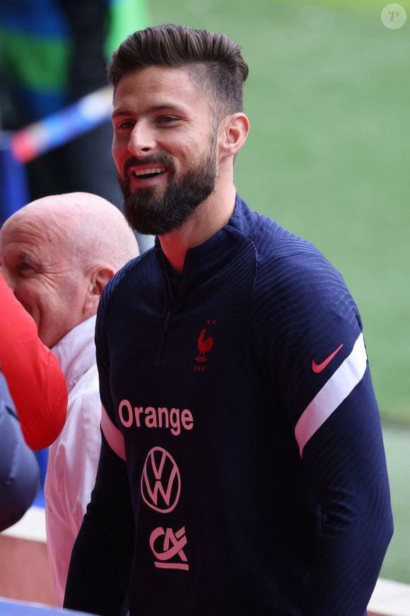 Olivier Giroud - L'équipe de France de football en conférence de presse et à l'entrainement avant le match amical contre l'Afrique du Sud à Villeneuve d'Ascq le 28 mars 2022. © Laurent Sanson/Panoramic/Bestimage