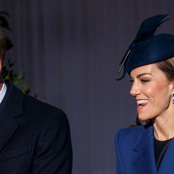 Le Prince et la Princesse de Galles quittent les lieux après avoir assisté à la cérémonie d'accueil du Président allemand Frank-Walter Steinmeier et de son épouse Elke Budenbender au château de Windsor, Berkshire, au premier jour de la visite d'État au Royaume-Uni du Président de la République fédérale d'Allemagne. Photo par PA Photo/ Bestimage