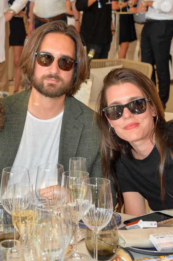 Exclusif - Charlotte Casiraghi-Rassam et Dimitri Rassam dans la tente VIP lors du Longines Paris Eiffel Jumping au Champ de Mars à Paris, le samedi 6 juillet 2019. © Veeren-Ramsamy/Bestimage