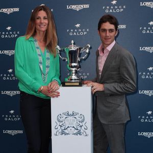 Sophie Thalmann et son mari Christophe Soumillon assistent à l'événement du Prix De Diane Longines qui se tient aux Jardins de Bagatelle, à Paris, en France, le 20 mai 2014. Photo by Audrey Poree/ABACAPRESS.COM