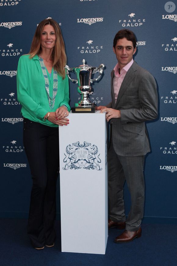 Sophie Thalmann et son mari Christophe Soumillon assistent à l'événement du Prix De Diane Longines qui se tient aux Jardins de Bagatelle, à Paris, en France, le 20 mai 2014. Photo by Audrey Poree/ABACAPRESS.COM
