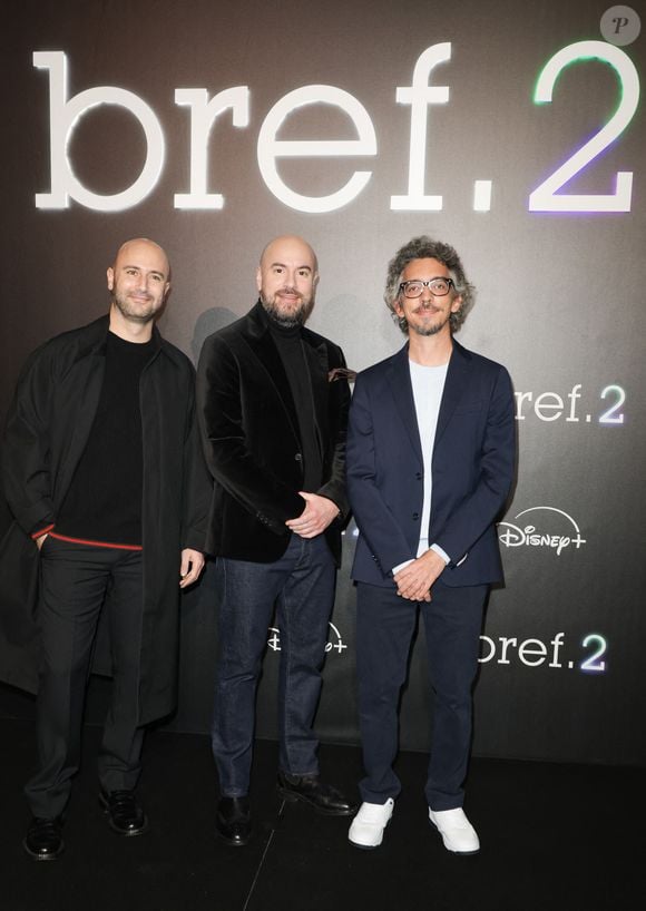 Harry Tordjman, Kyan Khojandi et Bruno Mushio - Avant-première de la série Disney+ "bref.2" au cinéma le Grand Rex à Paris le 10 février 2025. © Coadic Guirec/Bestimage