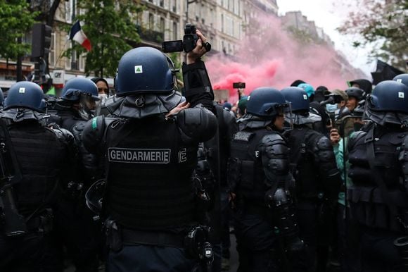 Manifestation pour la journée internationale du travail à l'appel de la CGT, Paris, France, le 1er mai 2021. © Stéphane Lemouton / Bestimage