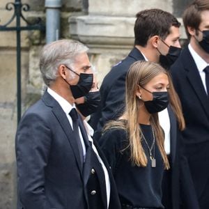 Paul Belmondo, Stella Belmondo - Obsèques de Jean-Paul Belmondo en l'église Saint-Germain-des-Prés, à Paris le 10 septembre 2021. © Dominique Jacovides / Bestimage