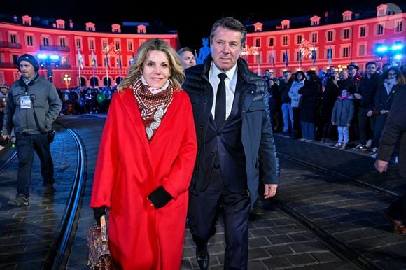 Christian Estrosi, le maire de Nice, et sa femme Laura Tenoudji Estrosi durant la soirée d'ouverture de la 140eme édition du Carnaval de Nice "Roi des Oceans" à Nice, le 15 février 2025 © Bruno Bebert/Bestimage