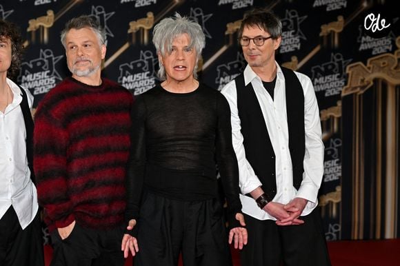 Nicola Sirkis et les membres de son groupe Indochine au photocall de la 26ème édition des NRJ Music Awards à Cannes, le 1er novembre 2024. © Bebert-Guignebourg/Bestimage