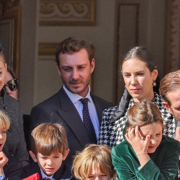 Pierre Casiraghi, la princesse Caroline de Hanovre, Beatrice Borromeo, Francesco Carlo Albert Casiraghi, Stefano Ercole Carlo Casiraghi, Balthazar Casiraghi-Rassam, Andrea Casiraghi, Tatiana Santo Domingoi, India Casiraghi et Maximilian Casiraghi - La famille princière de Monaco au balcon du palais, à l'occasion de la Fête Nationale de Monaco, le 19 novembre 2024. © Jacovides-Bebert/Bestimage