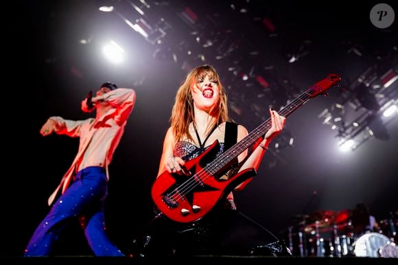 Le jeune groupe de rock italien Maneskin (vainqueur du concours Eurovision de la chanson 2021 pour l'Italie avec "Zitti e buoni") lors de leur première concert pour leur tournée Loud Kids Tour à Rome, Italie, le 24 mars 2023. © Stefano Cappa/Pacific Press/Bestimage