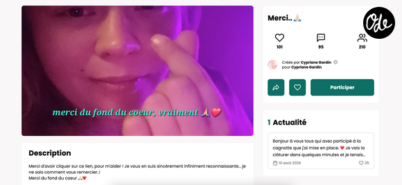 Son appel a rapidement mobilisé les internautes, avec plus de 6 000 euros récoltés auprès de plus de 210 donateurs.

Capture Leetchi