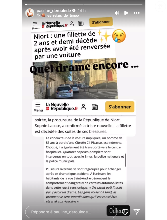 Une petite fille de 2 ans et demi a perdu la vie, fauchée par un véhicule à Niort