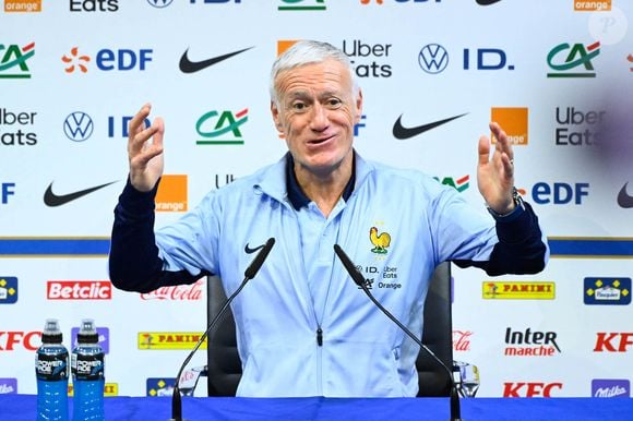 Didier Deschamps lors d'une conférence de presse à Clairefontaine le 18 mars 2024. © Federico Pestellini/Panoramic/Bestimage
